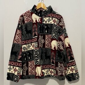 Vintage Black Mountain Women’s Large Full Zip Fleece Jacket ~ Arctic/Polar Theme